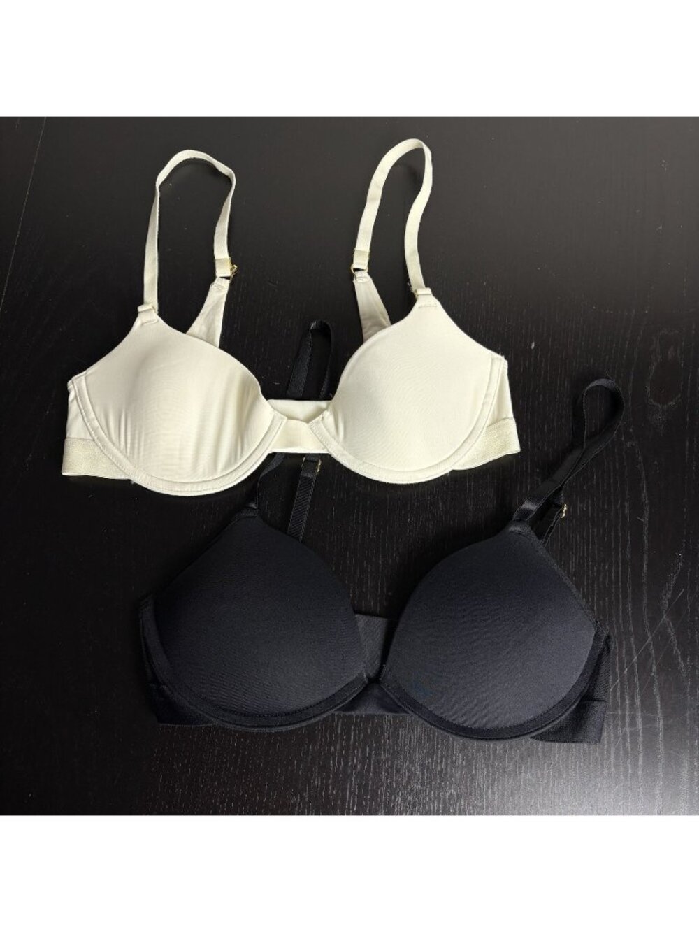 PEPPER Size 32B Lot of 2 Underwire T-Shirt Bras, Black & Ivory NEW